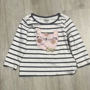 Gymboree Black and White Long Sleeve Tee with Cat Design